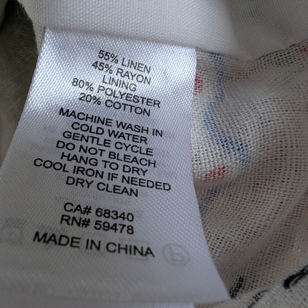 Joie Mixed Print Tie Front Cropped Button Up Blouse Women's Size 6 Linen Blend - Picture 8 of 8